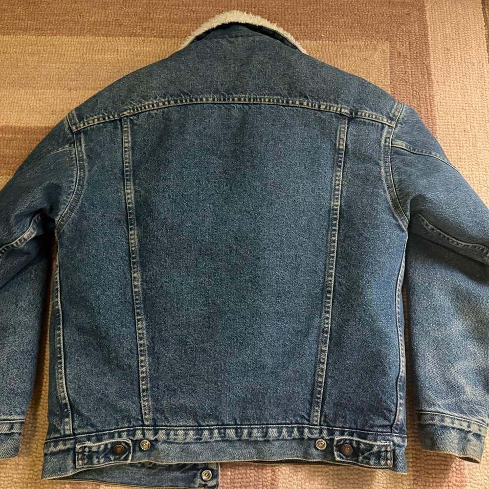 Levi's Blue Denim Sherpa Jacket with Cream Lining Small - Picture 3 of 3
